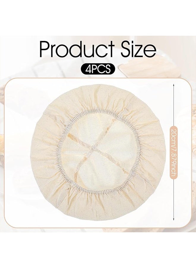 4 PCS Sourdough Bowl Covers, Reusable Cloth Bowl Covers for Sourdough Bread Proofing Washable Linen Cotton Bowls Cover Elastic Stretchable Fabric Lids for Fermentation Jars - Image 2